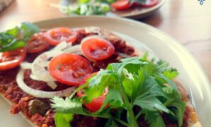 Turkish Flatbread Topped With Meat & Salad
