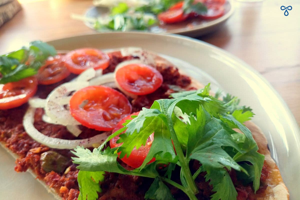 Turkish Flatbread Topped With Meat & Salad