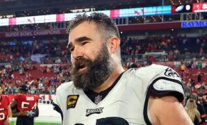 Shirtless Jason Kelce screams after Travis Kelce touchdown, spotted partying with Bills fans in Buffalo