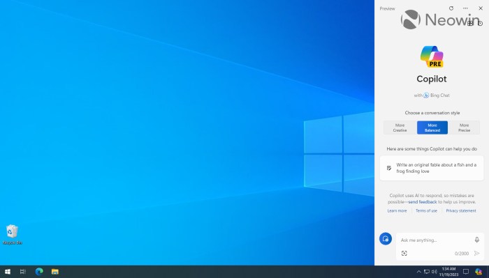 Copilot windows 10 preview