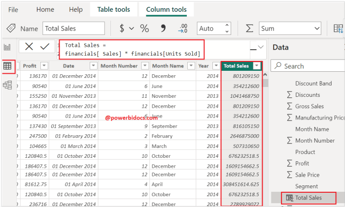 Microsoft power bi calculated column