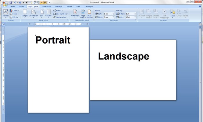 Change page orientation microsoft word