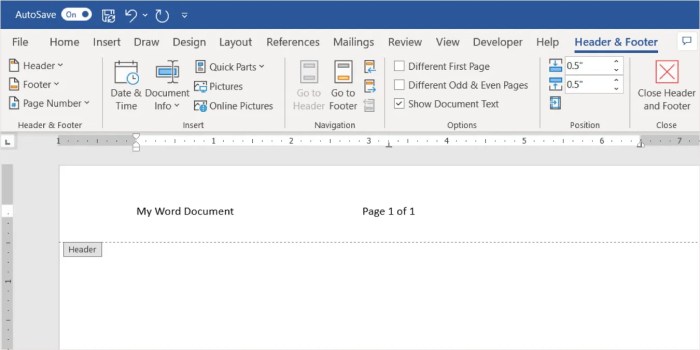 Accommodate different headers and footers in a word document