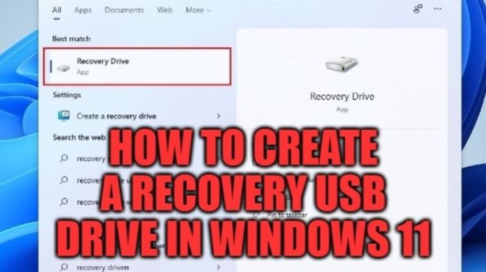 Create usb recovery drive windows 11