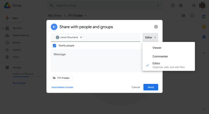 Google drive visitor sharing