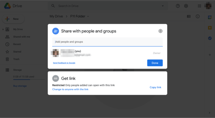 Google drive visitor sharing