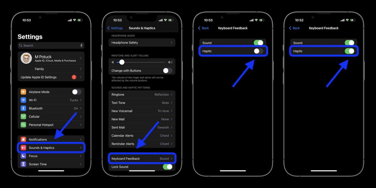 Enable iphone haptic keyboard