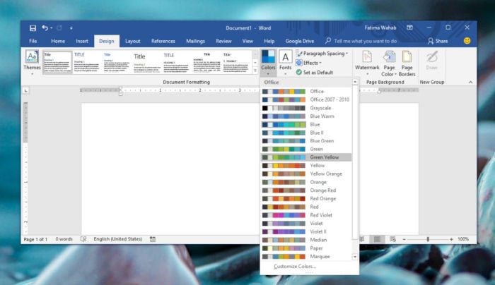 Customize color microsoft office