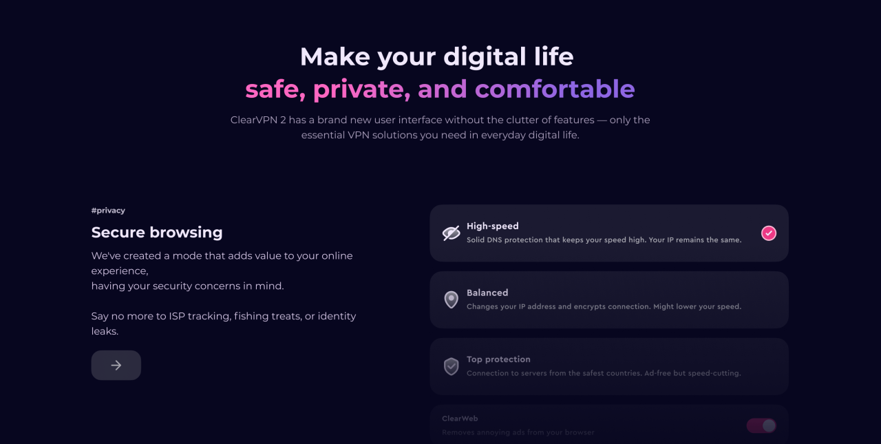 Macpaws clearvpn gets major redesign effortless privacy available through intuitive one tap design