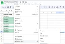 Google sheets smart chips