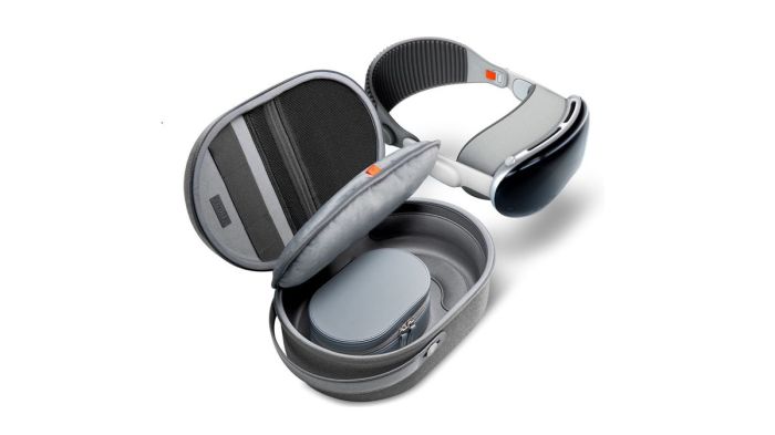 The spigen apple vision pro pouch has just been announced and its half the price of the official travel case it even has room for an airtag