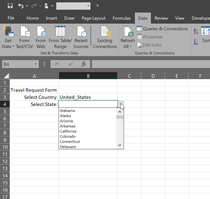 Unique populate dropdown microsoft excel